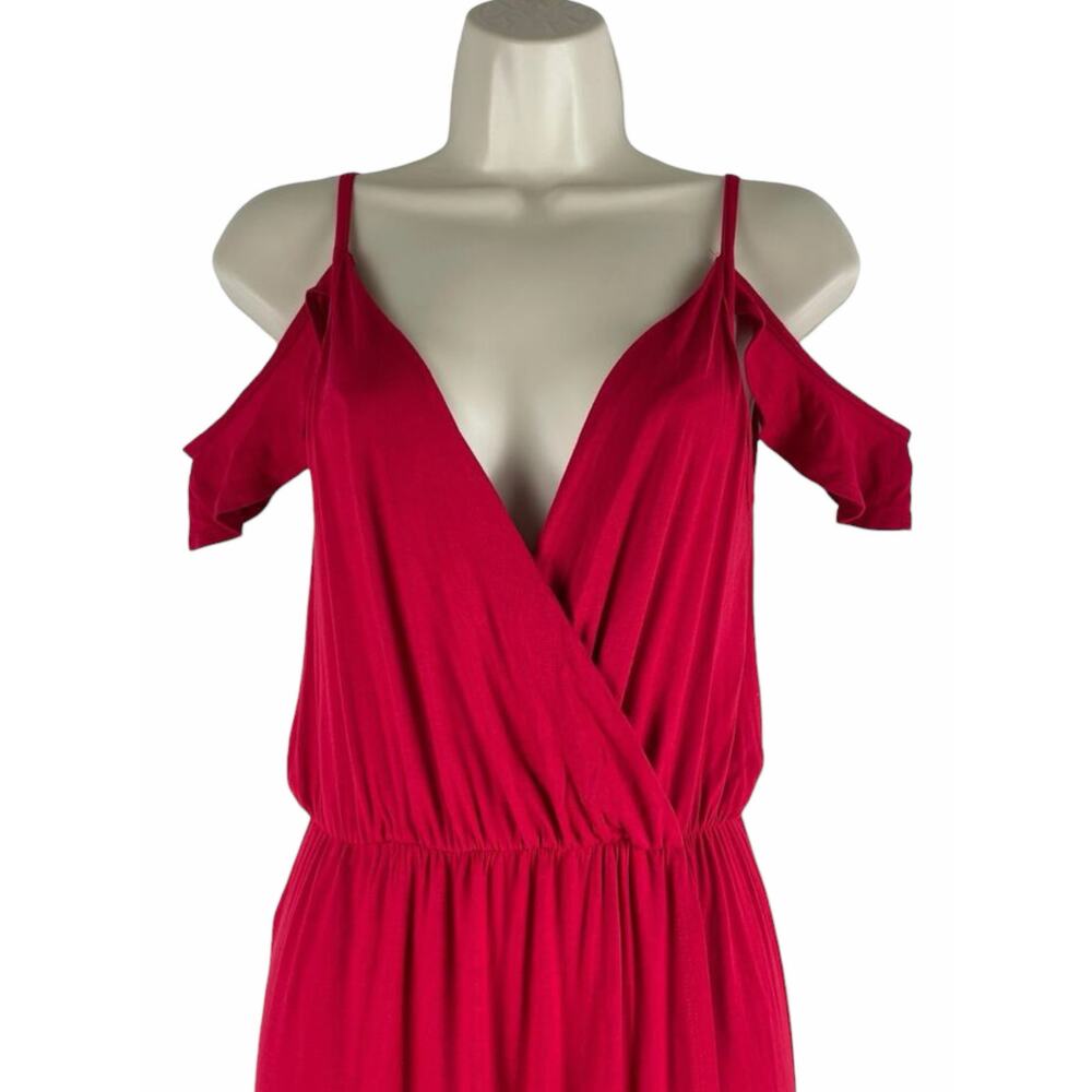 Rolla Coster Cold Shoulder Faux Wrap Maxi Dress Red Size S - Picture 3 of 9